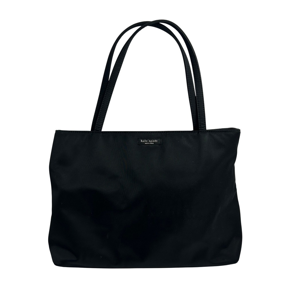 Kate Spade New York Black Nylon Tote Shoulder Bag Zip Top Rectangular
